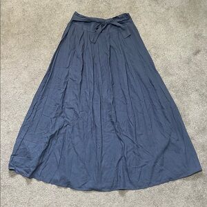 NWT Petalroz Blue Tie Waist Maxi Skirt  Rayon Linen Pockets size small